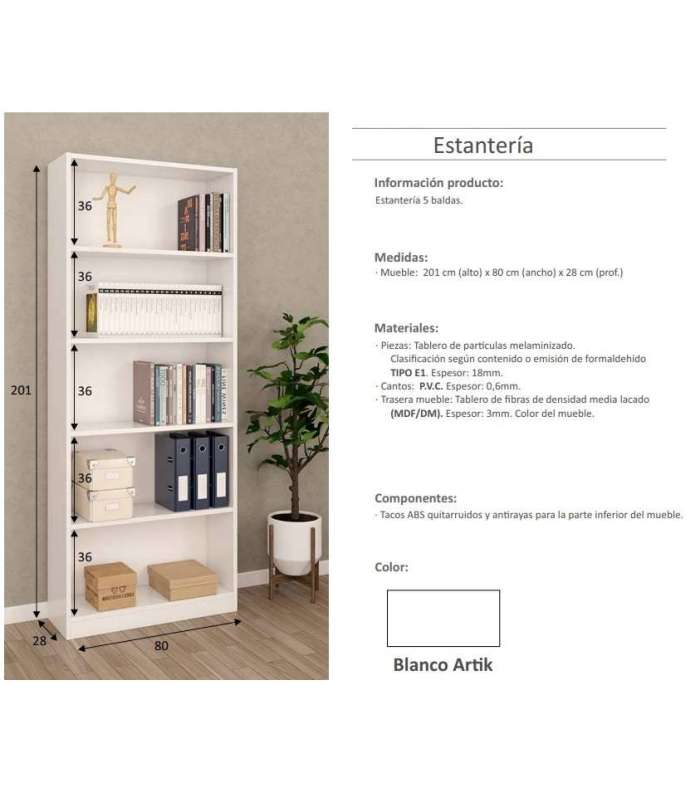 Shelves five shelves Theon white artik