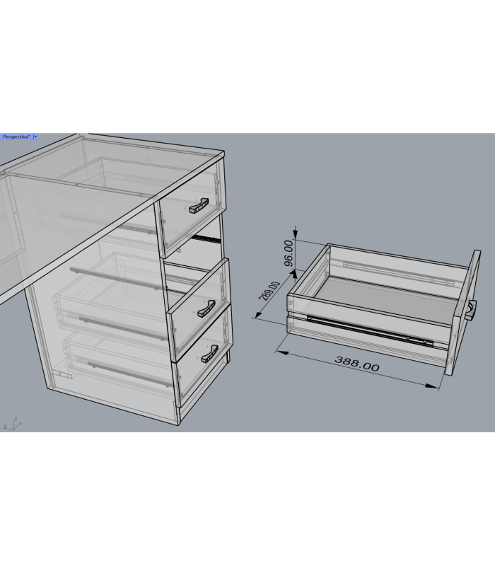 Studio table 4 oak or white drawers.