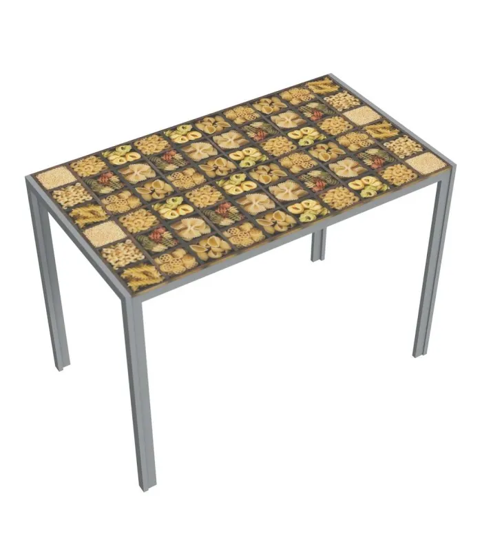 Mesa fija de cristal decorado, moderna y elegante