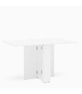 Mesa para cocina, comedor abatible acabado blanco, 17.4+134.2cm(ancho) 75cm(altura) 80cm(fondo).