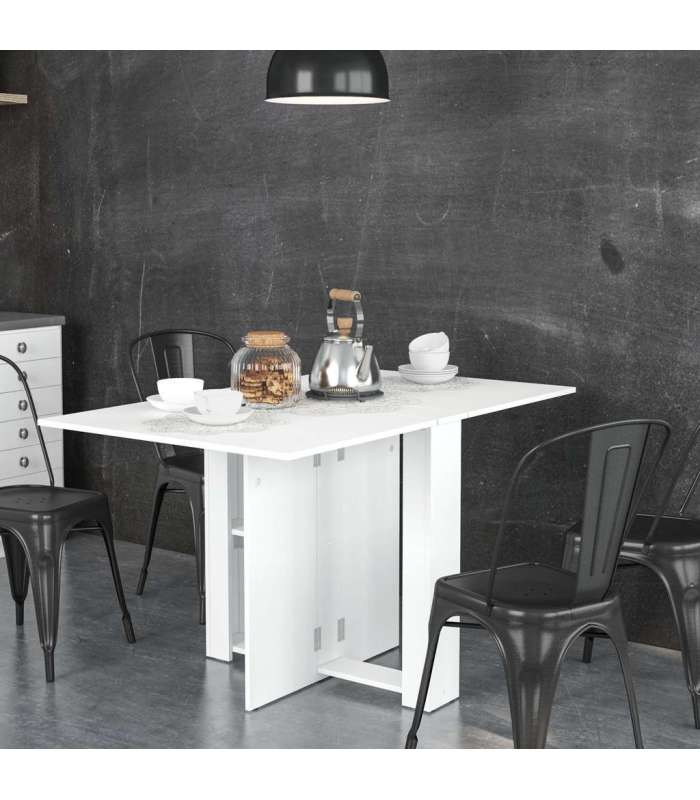 Mesa para cocina, comedor abatible acabado blanco