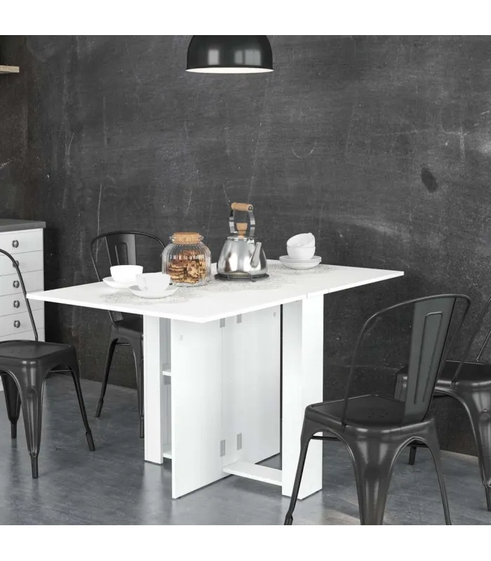 Mesa para cocina, comedor abatible acabado blanco