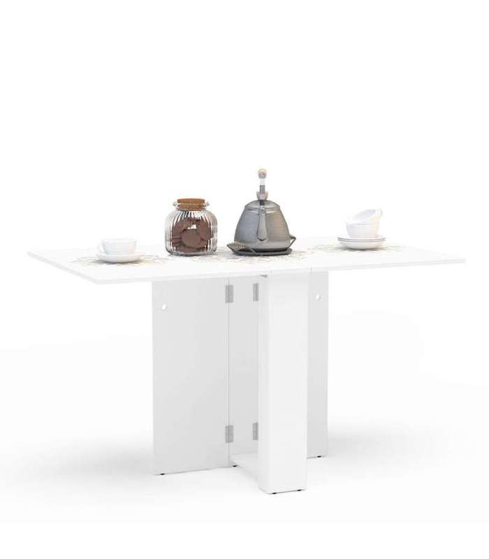 Mesa para cocina, comedor abatible acabado blanco