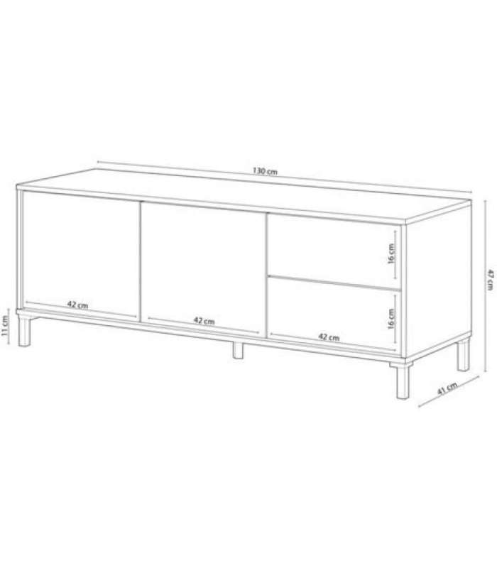 FRS Mesas TV Mueble TV modelo Nabur en roble Canadian y blanco