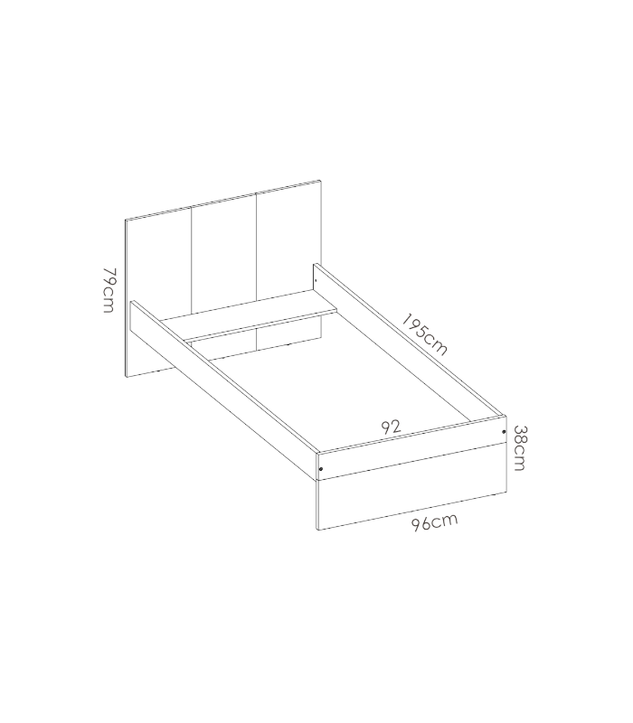 Cama Santisteban 90 cm para dormitorio juvenil 79 cm(alto)97