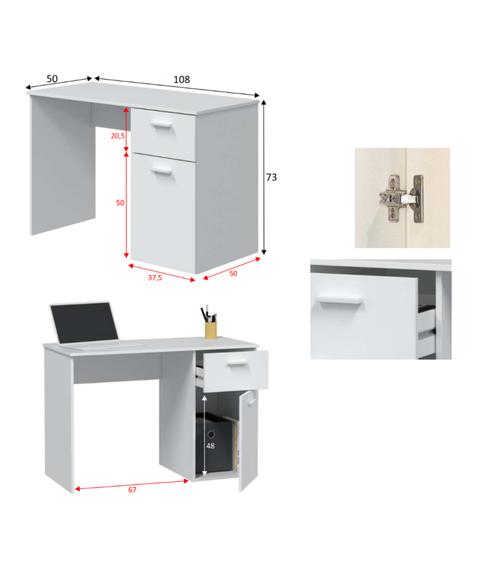 copy of Desk Fits with 2-door, 2-hole reversible buc.