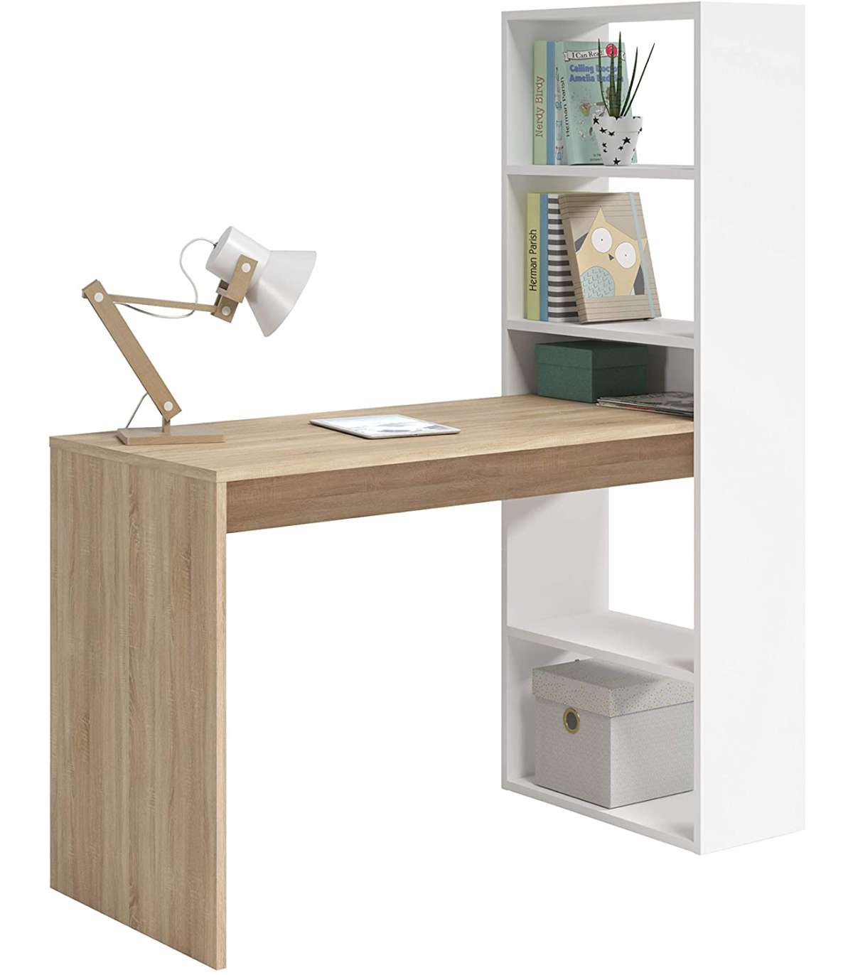 Mesa de escritorio con estante y bolsa de tela comprar online barato