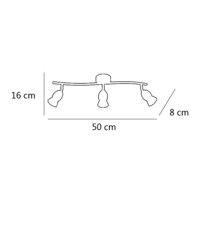 Bala plafonnier allongé à 3 lumières finition nickel satiné 16