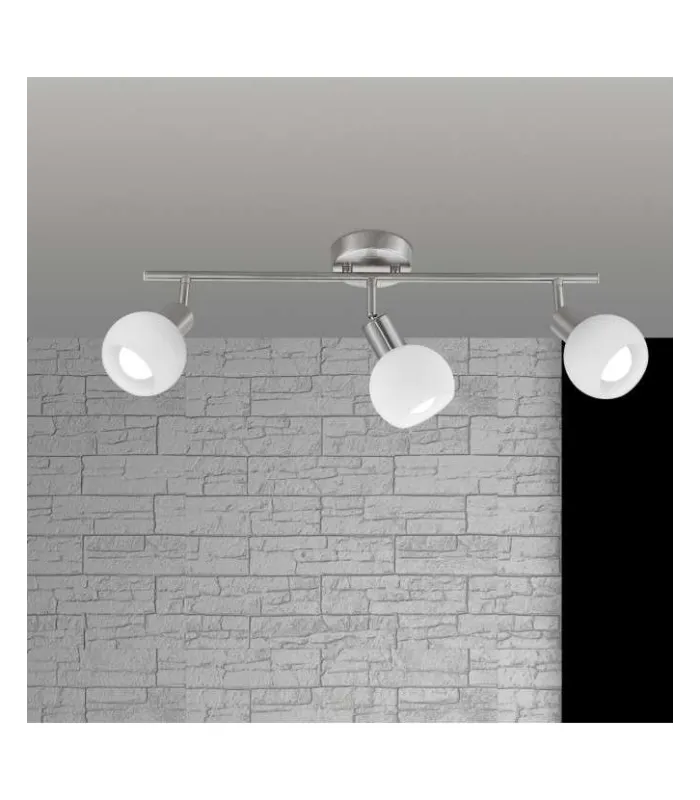 Plafón Vera 3 luces niquel satinado 17x56 cm