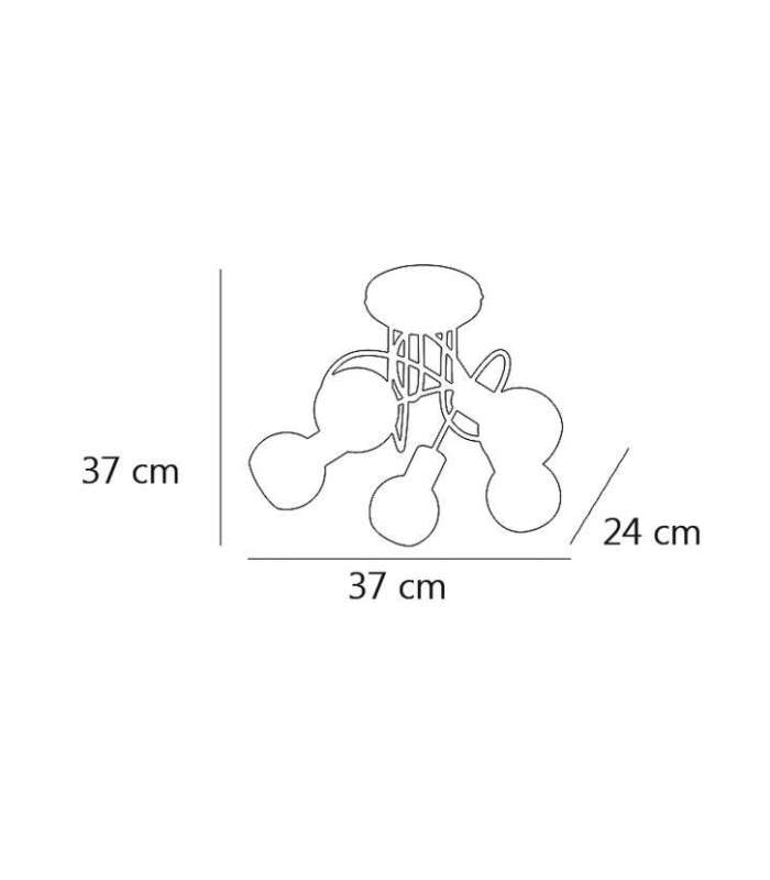 Plafonnier 5 lumières Vera satin nickel 37cm(hauteur)37