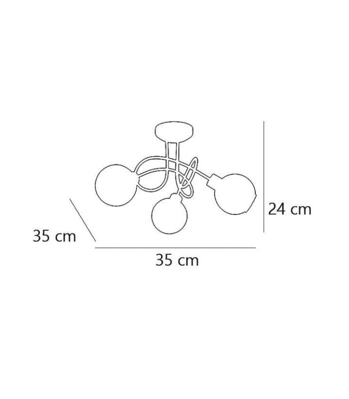 Lampara 3 luces Rolo acabado en cromo 20 cm(alto)60 cm(ancho)24