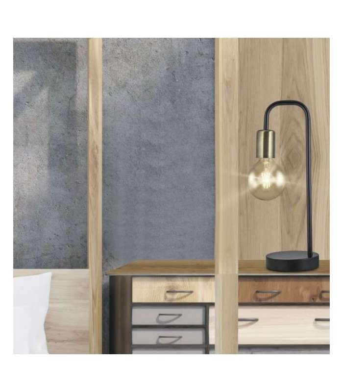 Lampe de table Sauce en finition noir/cuir 38 cm(hauteur)11