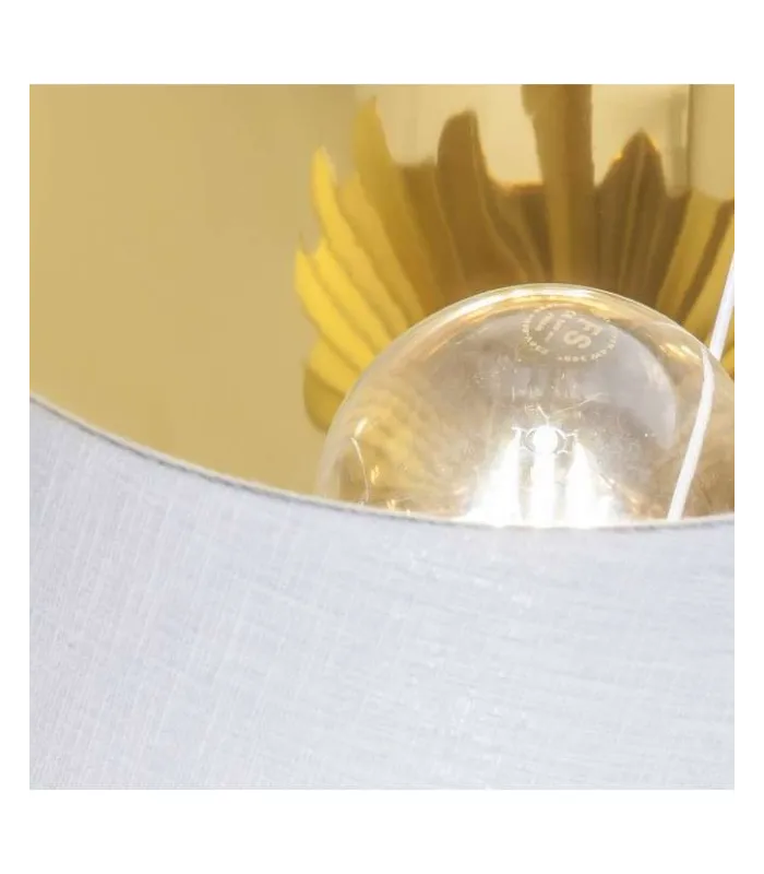 Lâmpada Oris dourada com tela branca e detalhe decorativo