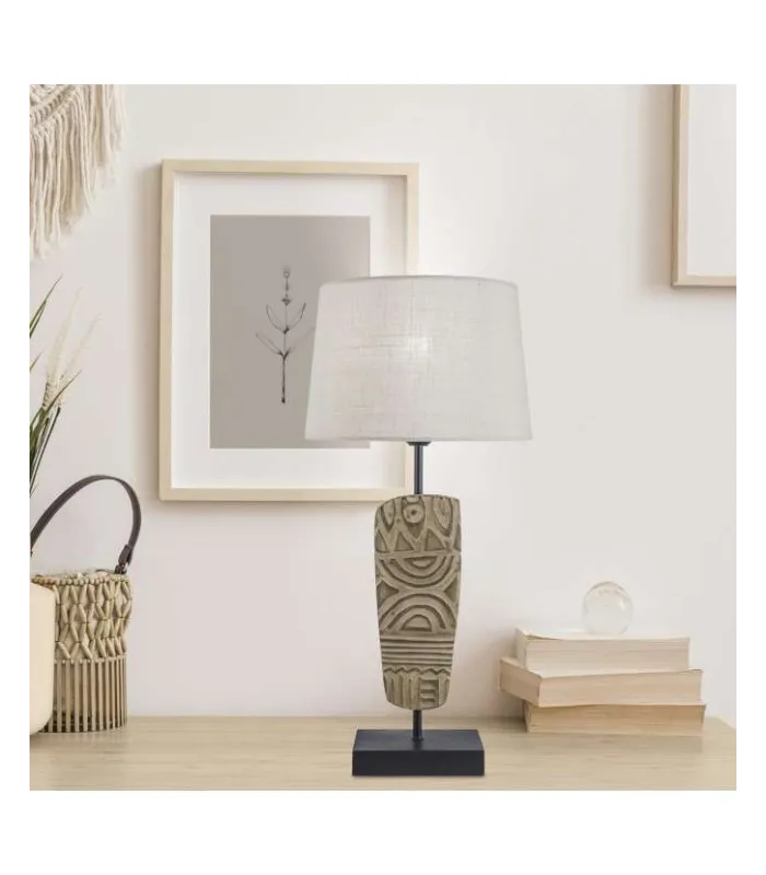 Lámpara rincón Tribale de madera, 55cm altura
