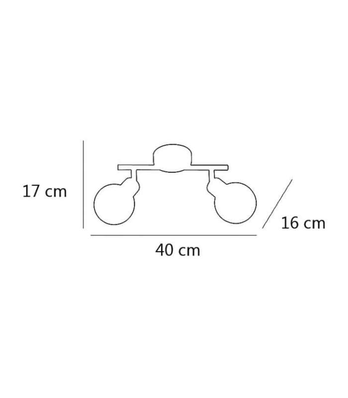 Plafon 2 luces alargado Rolo acabado en cromo 20 cm(alto)60