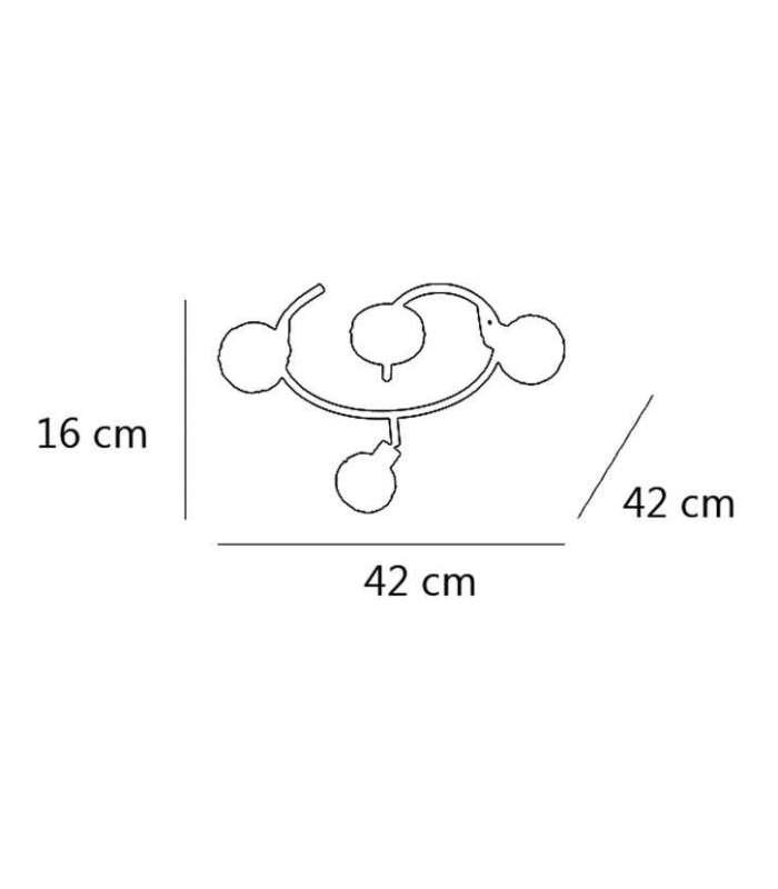 Menta plafonnier 3 lumières, finition chromée 16 cm(hauteur)42