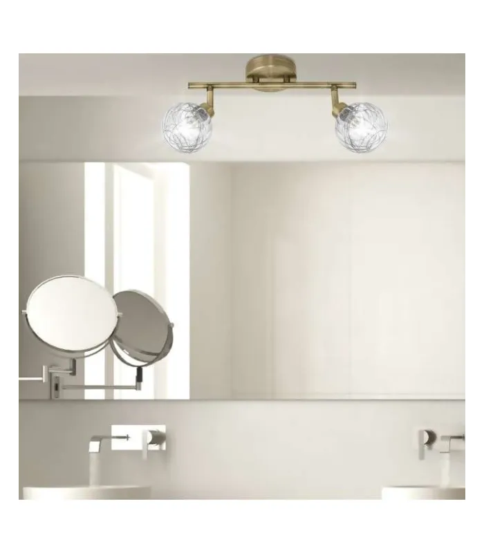 Plafón 2 luces Menta, cuero, moderno y decorativo