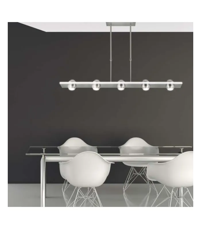 Lámpara lineal 5 luces Fanton niquel satinado 54W