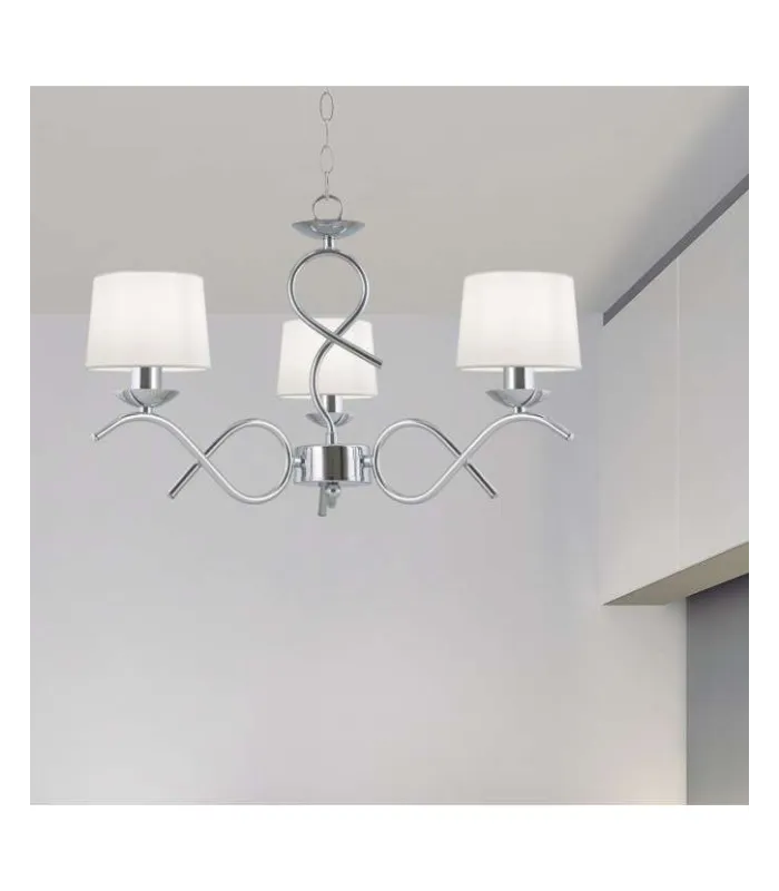 Lâmpada Glória 3 luzes, acabamento cromado