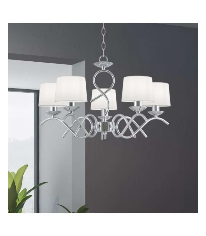 Lámpara 5 luces modelo Gloria cromo 55cm x 58cm