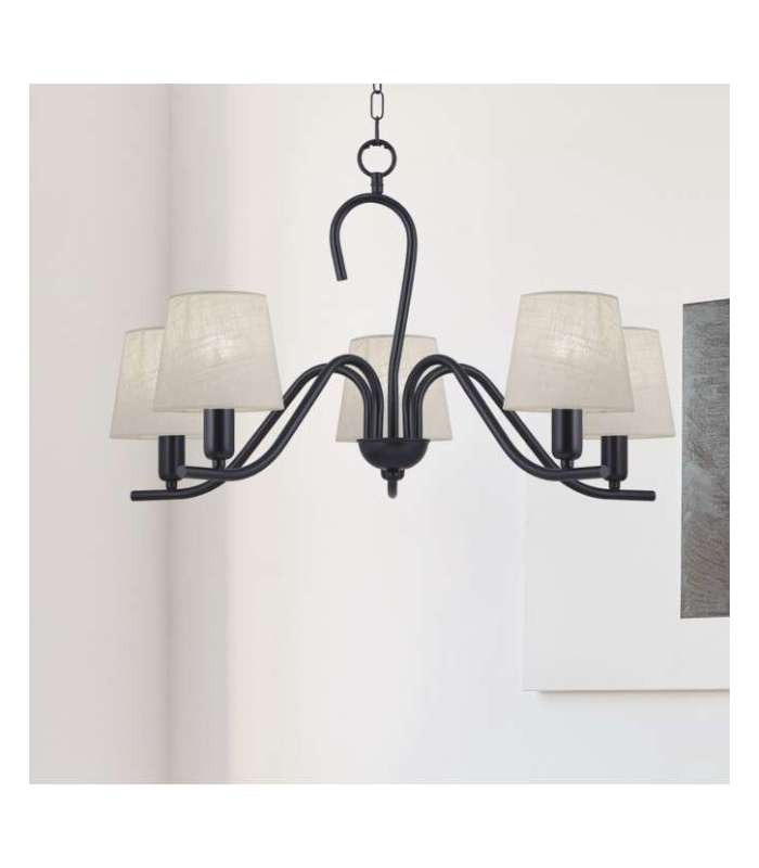 Chandelier 5 lights model Natalie black finish 45 cm(height)69