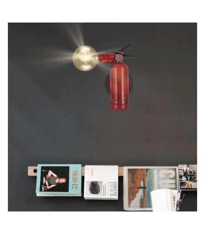 Aplique de pared retro rojo 26 cm metal