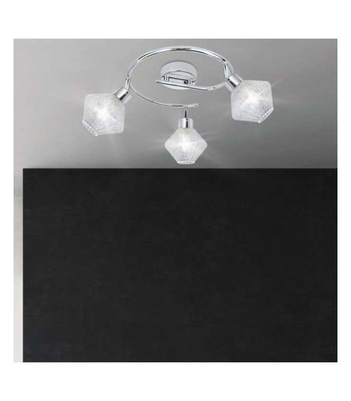 Ceiling lamp 3 lights round Ficus in chrome metal finish 20