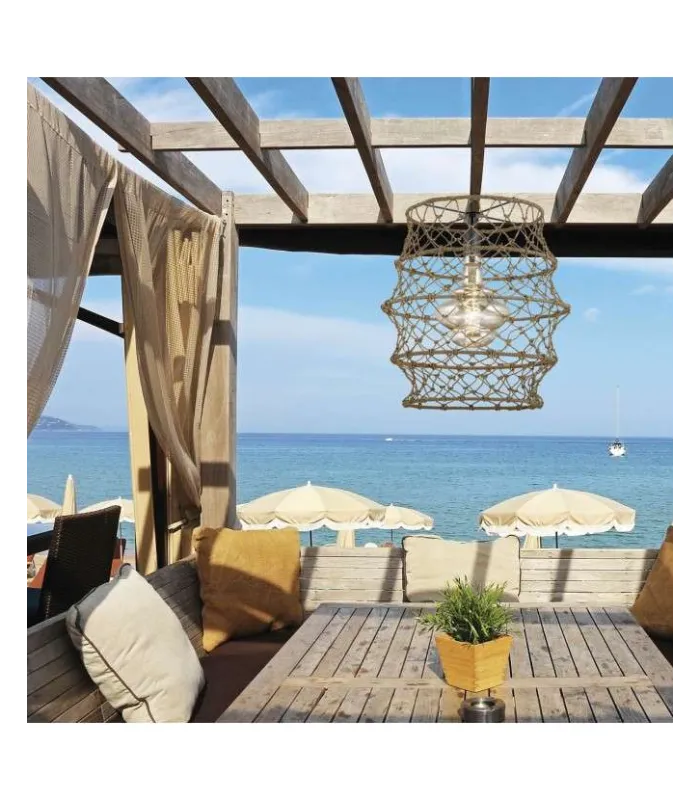 Luminaire suspendu avec finition en corde 53 cm (hauteur) 40 cm