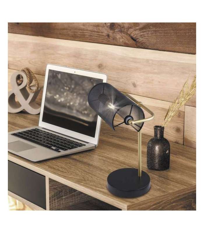 Lampe de table Geranium de couleur noir et or 45 cm(hauteur)26