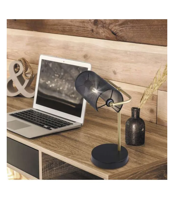 Sobremesa Geranio negro y dorado, 45x26x24 cm