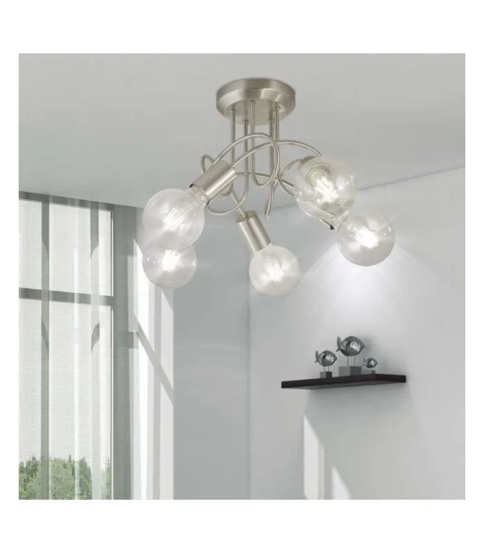 Lámpara 5 luces Tenor niquel satinado 31x31x24 cm