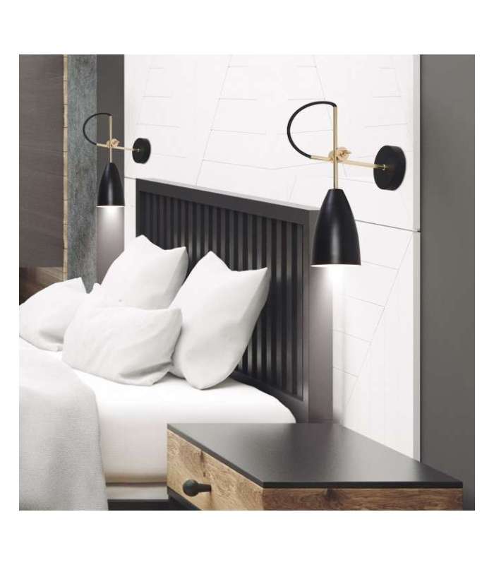 Aplique de pared modelo Manus acabado negro 37 cm(alto)10