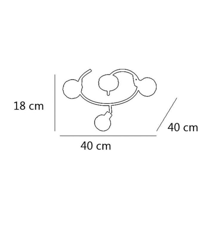 Olivo 3-lâmpadas de teto com acabamento cromado 18 cm(altura)40