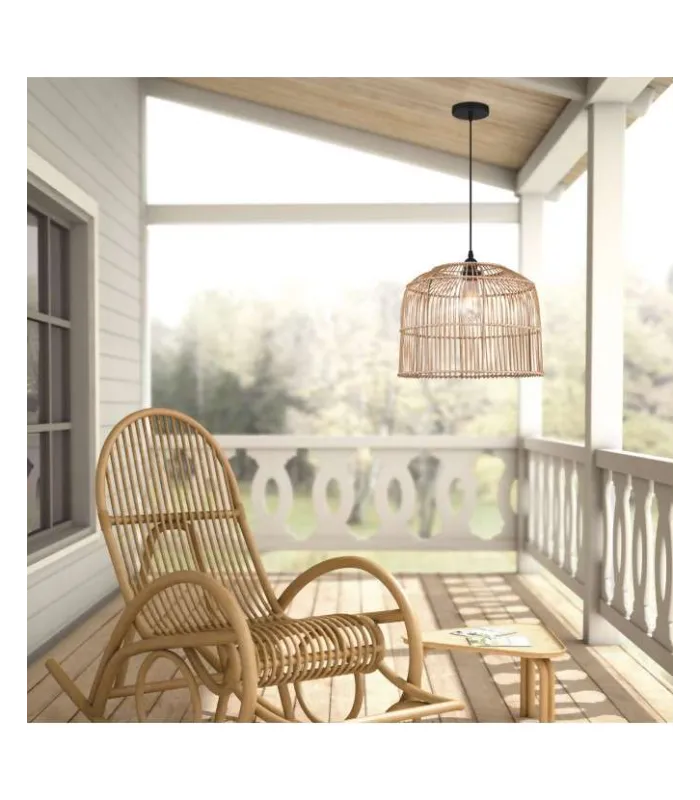 Colgante Bento de ratán natural, 27x29x29 cm