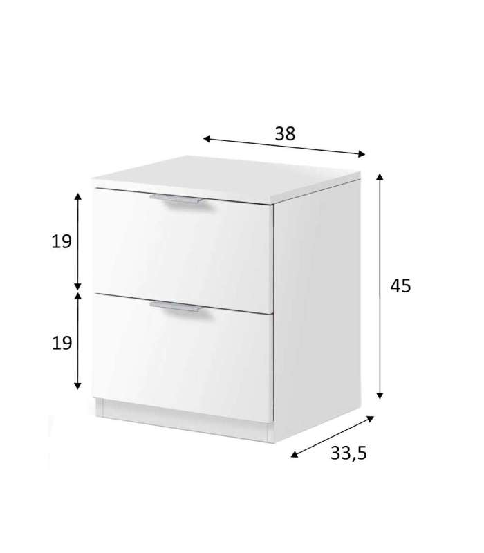 Table de chevet Iron 2 tiroirs finition chêne ou blanc 45