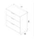 Commode 3 tiroirs Fer en finition blanche 80 cm(hauteur)77