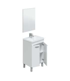 Unidade de lavatório Konce e espelho em acabamento branco 80