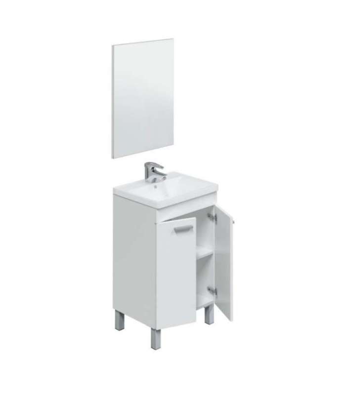 Konce Ensemble lavabo et miroir en finition blanche 80