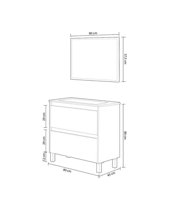 Dakota bathroom furniture 2 drawers mirror and sink