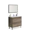 Mobiliário de casa de banho Loa 2 gavetas espelho e lavatório em cor nordik acabamento 80 cm(altura)80 cm(largura)45 cm(comprime