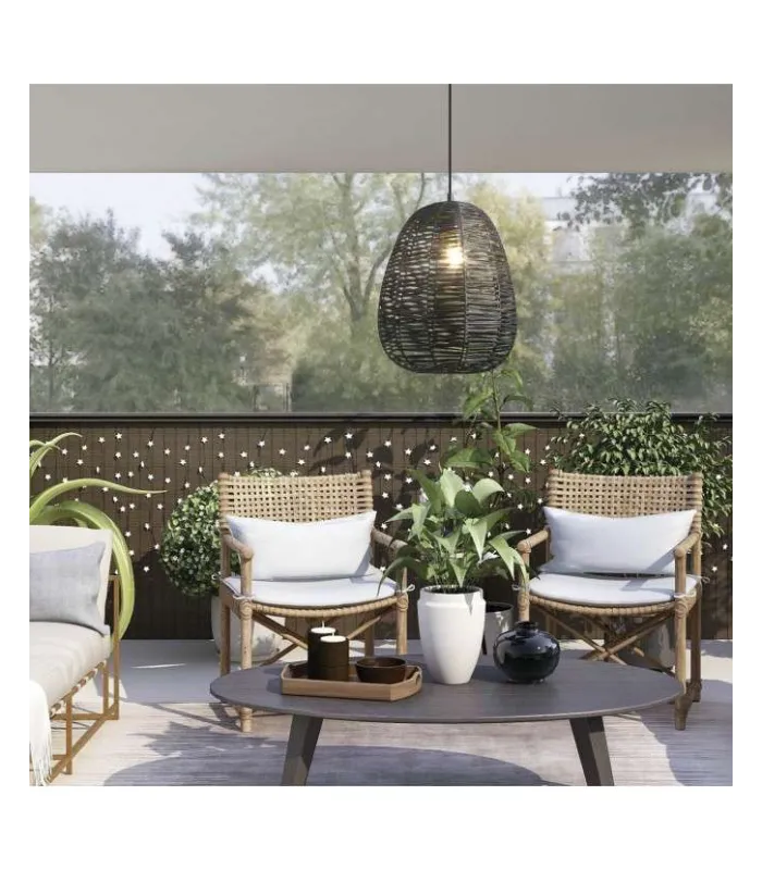 Colgante Opra rattan marrón 50x31 cm