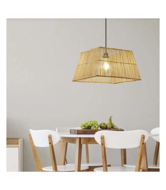 Colgante Cabanas cuerda 1 luz pantalla mimbre