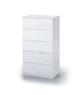 Commode 5 tiroirs Modèle Maya en blanc 110 cm(hauteur)60