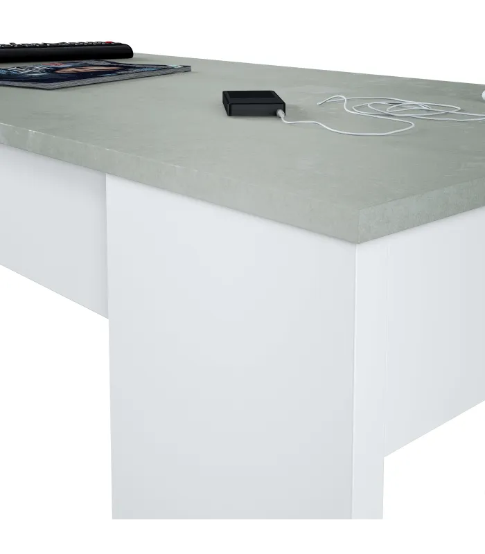 Mesa centro elevable Andujar - Blanco Artik y Cemento