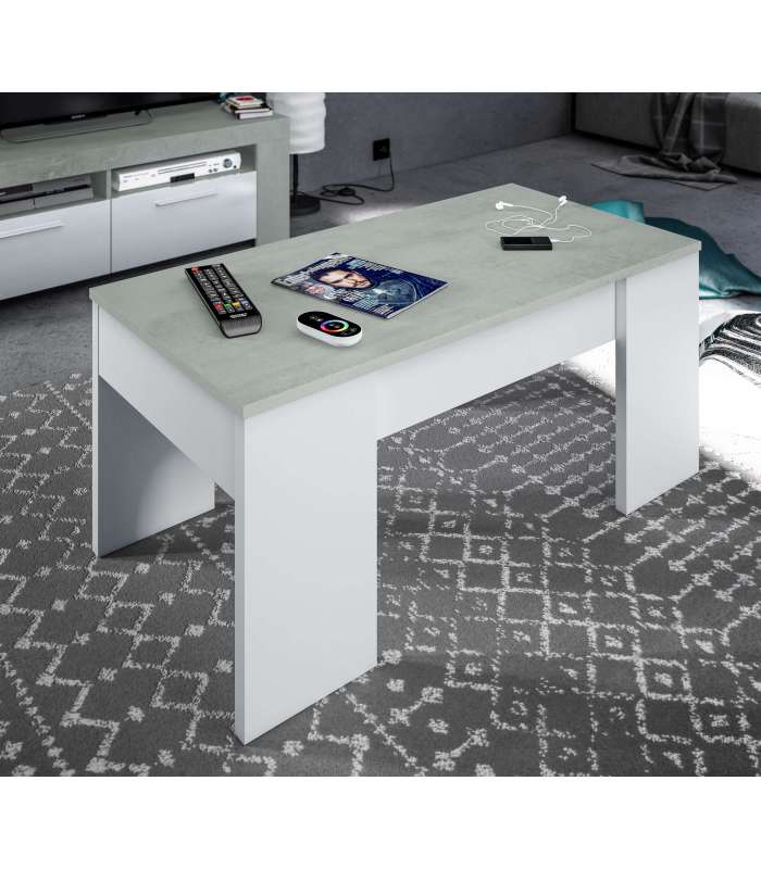 copy of Raiseable coffee table Flow white cement artik