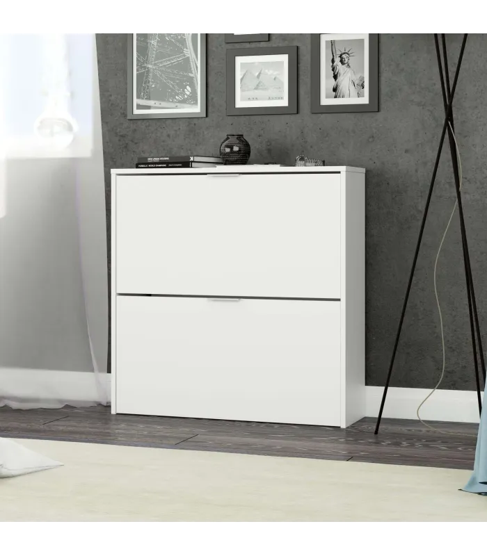 Zapatero blanco 2 puertas, ideal para 16 pares