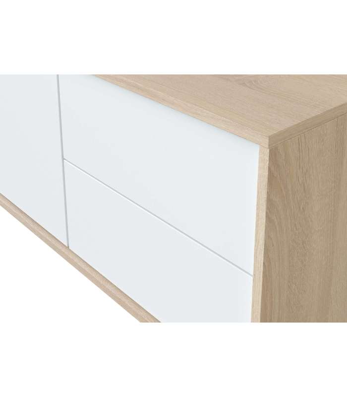 FRS Mesas TV Mueble TV modelo Nabur en roble Canadian y blanco