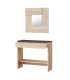 Console cabinet Luz with drawer and mirror in Canadian oak and