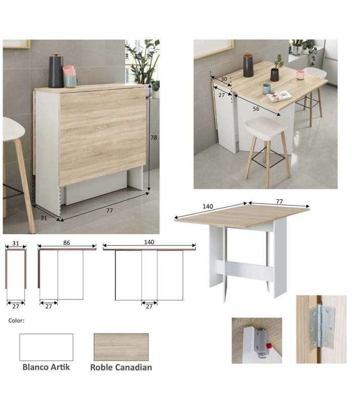 Kitchen table with folding wings Cosmos 31cm - 140cm