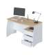 Office table Zoe with three drawers White Artik combined Oak